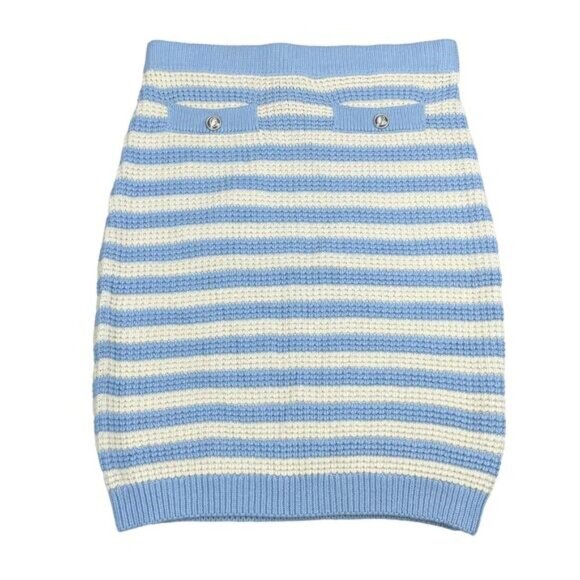 NWT GUESS Rey Crochet Sweater Skirt Sz Small Organic Cotton Dawson Yarn Blue - Picture 2 of 5